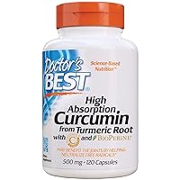 Doctor's Best DRB-00107 High Absorption Curcumin From Turmeric Root with C3 Complex & BioPerine 500mg (120 Capsules)