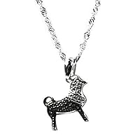 0.005ctw Black Diamond & Solid 925 Silve Dog Pendant Necklace, 18''
