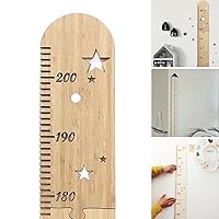 Wooden Kids Growth Chart Personalized Ruler, Foldable Height Chart for Kids to Track Your Child's Growth, Nursery, Children's Room, Baby, Boys and Girls Playroom Wall Decoration