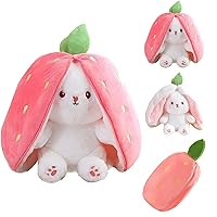 Soft Lovely Bunny Plush Toys, Reversible Bunny Stuffed Animal Plushie Pillow, for Kids (Strawberry Powder, 20 Inch)