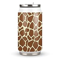 Animal Giraffe Pattern Fashion Travel Coffee Tumbler with Lid & Straw Insulated Water Bottle Mugs Drinking Cup 300ml