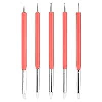 PATIKIL Ball Embossing Stylus, 5 Pcs Embossing Tracing Stylus Silicone Clay Sculpting Tool Nail Dotting Tool for Nail Design Transfer Drawing Craft, Pink