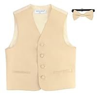 BOY'S Dress Vest & BOW Tie Solid LIGHT BROWN Color BowTie Set