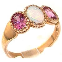 9ct Rose Gold Ladies Opal and Pink Tourmaline Ring - Finger Sizes L to Z Available