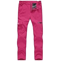 TBMPOY Women's Hiking Cargo Pants Outdoor Waterproof Windproof Softshell Fleece Snow Pants