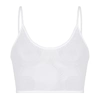 ACSUSS Womens Adjustable Spaghetti Straps Sheer Mesh Camisole Sleeveless Crop Top Party Club Vest
