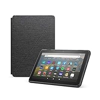 Fire HD 8 Essentials Bundle including Fire HD 8 Tablet (Black, 64GB) Ad-Supported, Amazon Standing Case (Charcoal Black), and Nupro Clear Screen Protector