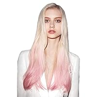 Andongnywell Ombre Blonde Lace Front Wigs Pink Middle Part Synthetic Wigs for women Long Natural Straight Wig