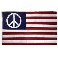 Emb Peace USA Flag 3x5ft Embroidered, Sewn