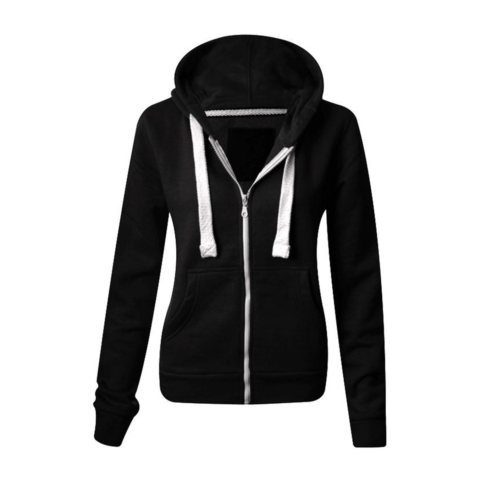 Ladies Plain Zip Up Hoodie Womens Fleece Hooded Top Long Sleeves Front Pockets Soft Stretchable Comfortable Plus Sizes Small to XXXXXXXL (UK 6-30)