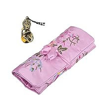 TUMBEELLUWA Embroidery Travel Jewelry Bag & Dragon Necklace with Round Bead for Men Women