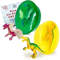 Relaxcation 2 Soap Bars For Kids with Dino and Dragon Toys Inside - Natural Fresh Kids Soap - Clear Glycerin Safe For Skin - For Hand, Face and Body Wash - Handmade in USA - Glycerin Clear