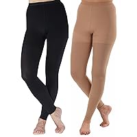 ABSOLUTE SUPPORT (4 Pairs) Plus Size Opque Compression Tights for Women 20-30mmHg | For Circulation, Pregnancy, Recovery, Swelling, Varicose Veins - Made by Absolute Support - Beige & Black, 2X-Large