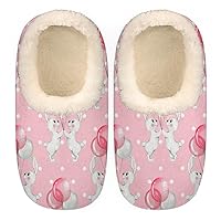 Easter Bunny Balloon Women's Slippers, Pink Soft Cozy Plush Lined House Slipper Shoes Indoor Non-Slip Slippers for Girls Boys Teenager