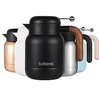 Thermal Coffee Carafe - Tea Pot for Keeping Hot & Iced Cold - Water Pitcher - Double Wall Insulated Stainless Steel - Thermos Beverages Dispenser 1000 ml Black