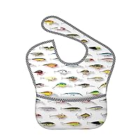 KANAKO Bib, Fish Type, Cute Baby Bib Meal Apron, U-Shaped, 100% Cotton, Water Absorbent, For Meals, Baby Products, Soft Baby Shower, Gift, Fish Type: Fish pattern cute