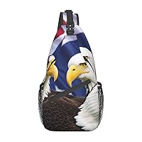 Eagle And American Flag Cross Chest Bag Diagonally Multi Purpose Cross Body Bag Travel Hiking Backpack Men And Women One Size