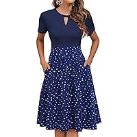 YATHON Women's Vintage Floral Flared A-Line Swing Casual Party Dresses with Pockets
