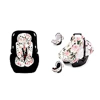 Infant Car Seat Insert & Baby Car Seat Cover for Boys and Girls, Pink Flower