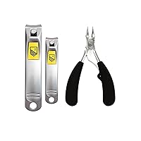 Nail Clippers Set + Cuticle Trimmer, Stainless Steel Ingrown Toenail Tool, Professional Fingernail & Toenail Clippers for Thick Nails, Non-Slip Cuticle Nipper Stainless Steel Cutter Fingernails and To