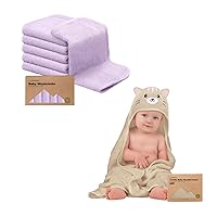 KeaBabies Baby Washcloths and Baby Hooded Towel - Bamboo Viscose Baby Towels and Washcloths - Bamboo Viscose Baby Towel, Toddler Towels, Hooded Towels for Baby