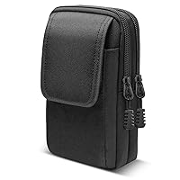 Cell Phone Holsters for Belt Phone Pouch with 2 Zippered Bag for 6.5 inch Ceel Phone Balck Molle Tactical Cell Phone Holster for iPhone Samsung Google
