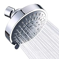 Briout Shower Head, High Pressure Shower Heads 4.1 Inch 5 Settings Rain High Flow Fixed Showerhead for Luxury Shower Experience Even at Low Water Pressure, Chrome