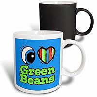 3dRose Bright Eye Heart I Love Green Beans - Mugs (mug_106134_3)