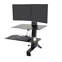 Ergotron – WorkFit-S Dual Monitor Standing Desk Converter, Sit Stand Workstation for Tabletops – With Worksurface, Black