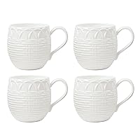 Lenox Wicker Creek Mugs, Set of 4, 2.60, White