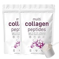 Multi Collagen Protein Powder 907g-5 Type (I, II, III, V, X) with Hyaluronic Acid and Vitamin C,Unflavored,Non GMO Hydrolyzed Collagen Powder,Grass-Fed & Pasture-Raised (2PCS)