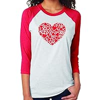 Valentines Day Heart Raglan T Shirt Red/White Raglan