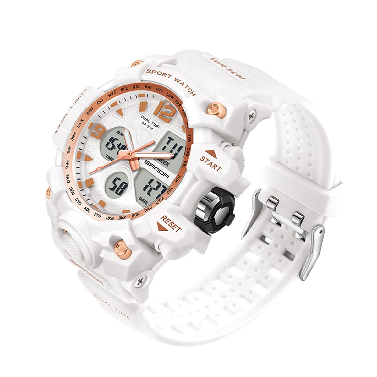 WISHFAN Women’s Digital Sports Watch, Dual-Display Waterproof Wrist Watch with Alarm and Stopwatch