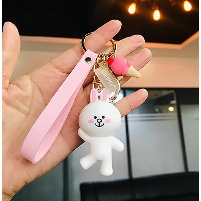 MEIPEL Cute Kawaii Brown Keychain Accessories Cartoon Anime Cony Sally Bear Keyring Backpack Charm Gift for Women Men