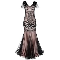 Womens Retro Sequin Prom Dress 1920s Long Gatsby Flapper Dress Formal Wedding Evening Maxi Gown Party Cocktail Dresses