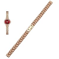 Stainless Steel watchband 6mm 8mm 10mm Silver Golden Bracelet Replacement Strap for Size dial Lady Fashion Watch Bracelet (Color : Rose Gold, Size : 8mm)