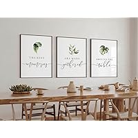 3 Pieces The Best Memories Are Made Gathered Around The Table Poster Prints Canvas Painting Framed Artwork for Dining Room Farmhouse Kitchen Decoration with Inner Frame