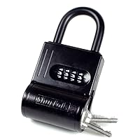 SL-200W 4 Dial Numbered Key Storage Combination Lock Box, Black