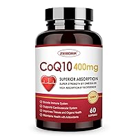 CoQ10-400mg-Softgels with PQQ, BioPerine & Omega-3, Coenzyme Q10(Ubiquinone) Supplement for High-Absorption, Powerful-Antioxidant, Support Heart-Health & Energy-Production 60 Servings