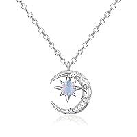 Silver 925 Clavicle Necklace Lady Personality Crystal Moon Star Pendant Necklace Girl Fairy Choker Accessories