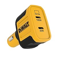 DEWALT USB C Car Charger, 120W 2-Port PD 3.0 Type C Adapter, PPS Fast Charging with Power Delivery for iPhone 15 14 13 12 11 X XS Pro Max Mini, Galaxy S22/S20/S10, Pixel, iPad/iPad Mini, and More