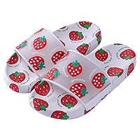 Women PVC Fruit Sandals, Water Shoes Cute Fruit Slippers, Cute Strawberry Fruit Summer Women Flat Sandals Anti-Slip Indoor Casual Slippers Strawberry 40-41