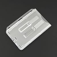 5 Pcs - Frosted Horizontal Hard Rigid Plastic Business ID Card Badge Holder Out Tab Ejector Slider (Clear)