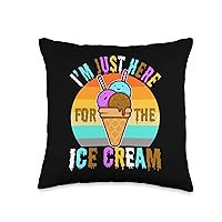 Im just here for The Ice Cream Throw Pillow, 16x16, Multicolor