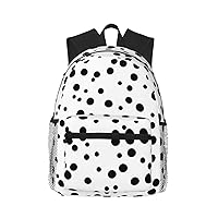 Black And White Polka Dot Printed Lightweight Casual Backpack,Laptop Backpack,Cute Canvas Backpack,Travel Rucksack Daypack For Men Women