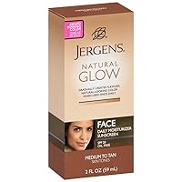Jergens Natural Glow Daily Facial Moisturizer SPF 20, Medium To Tan Skin Tones 2 oz