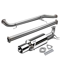 Auto Dynasty 4 inches Double Walled Rolled Muffler Tip Cat-Back Exhaust System Compatible with Honda Accord 2.3L 4-Cylinder 1998-2002, Stainless Steel
