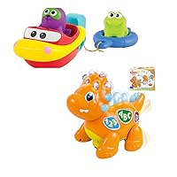 KiddoLab Bathtub Boat & Dino Buddy Playset - Engaging Water Toy and Interactive Dinosaur for Toddlers 1-3 Years Old - Dive, Dance, and Discover.