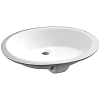 ANZZI Rhodes Modern Round Ceramic Undermount Sink for Bathroom | 21 Inch Vitreous Polished White Vanity Sink Single Bowl for Lavatory | Front Built in Overflow Porcelain Bathroom Sink | LS-AZ109