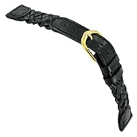 16mm Hirsch Genuine Calfskin Leather Braided Black Watch Band Strap 15560250